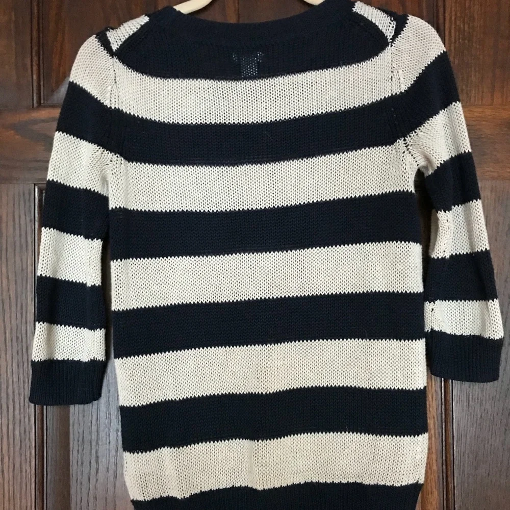 EUC J Crew Navy Cream Stripe Knit Sweater XXSβββββββ - Picture 8 of 8